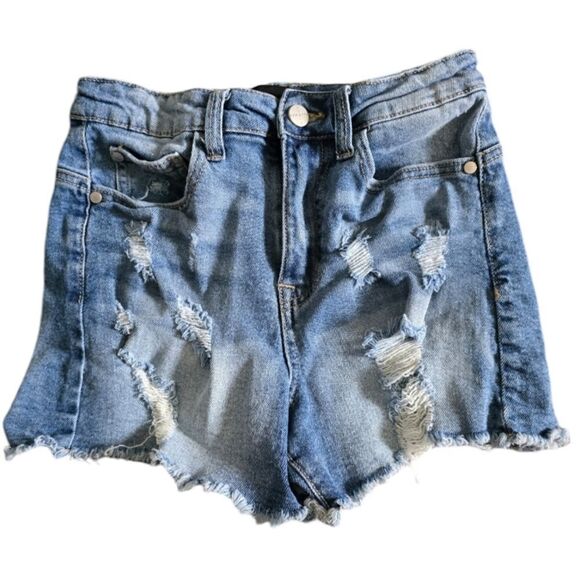 Kendall & Kylie Shorts Size 1 / 25 Distressed High Rise Denim Shorts  Icon Style - Picture 1 of 7